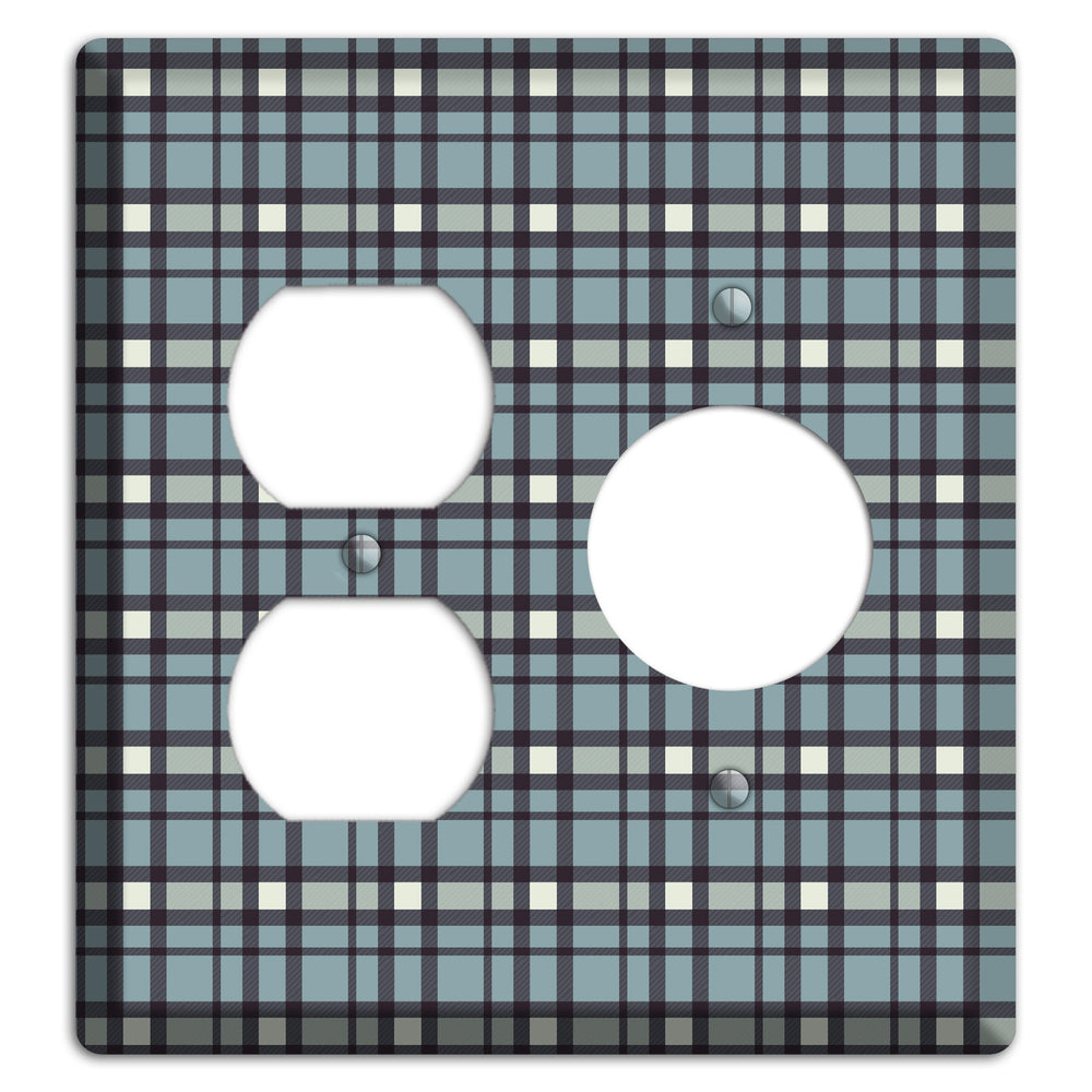 Dusty Blue Plaid Duplex / Receptacle Wallplate
