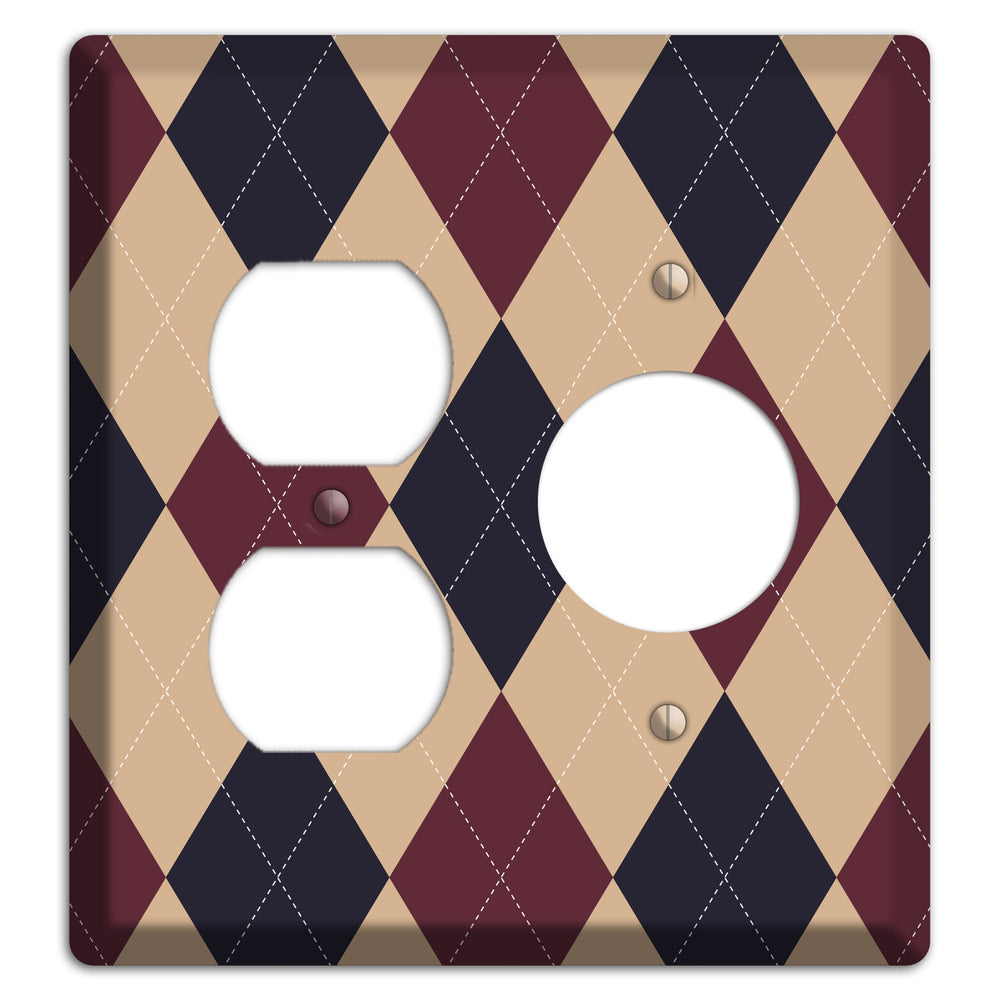Brown and Tan Argyle Duplex / Receptacle Wallplate