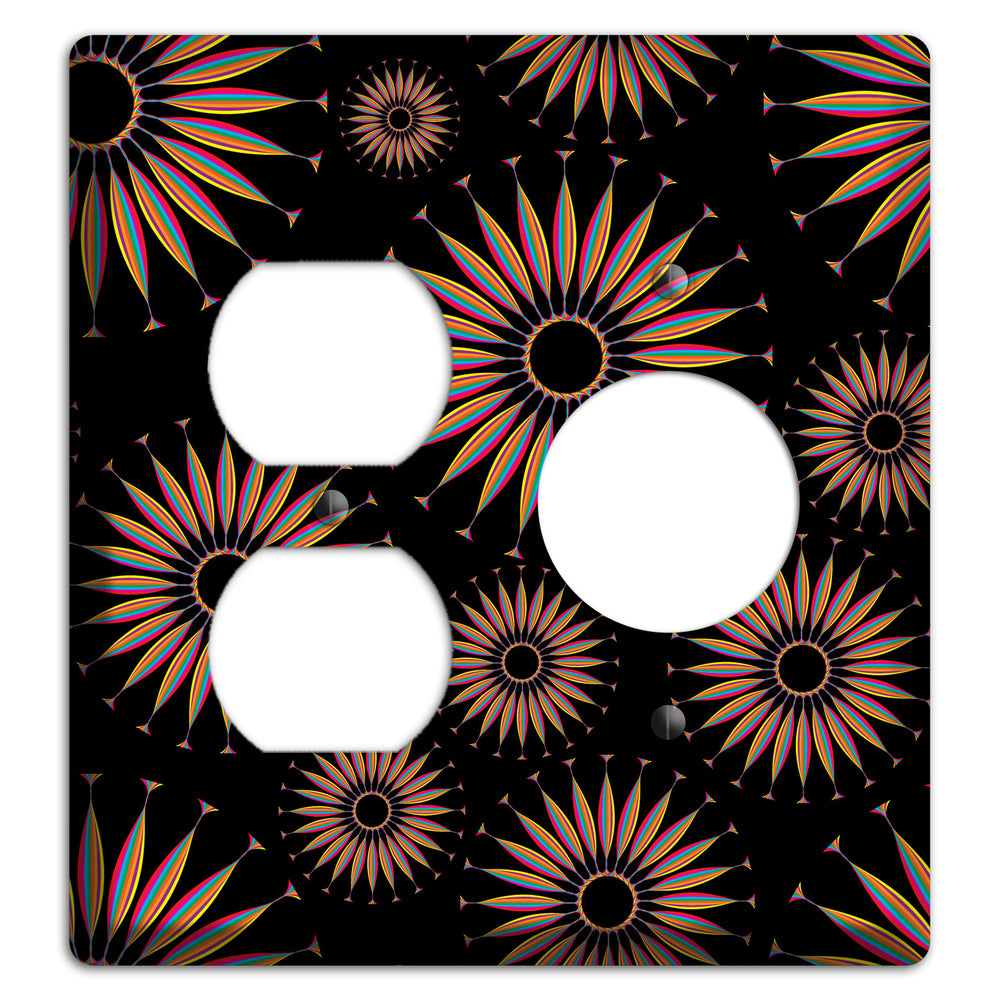 Black with Multi Suzani Duplex / Receptacle Wallplate