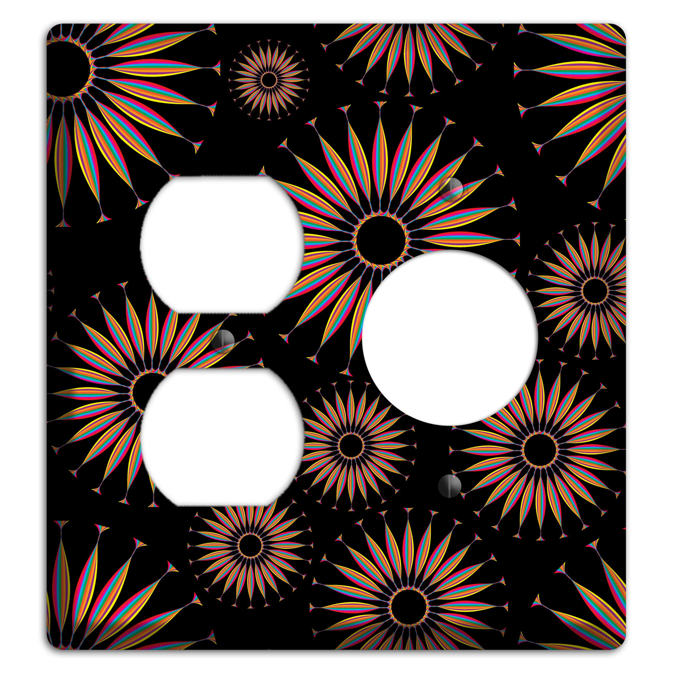 Black with Multi Suzani Duplex / Receptacle Wallplate