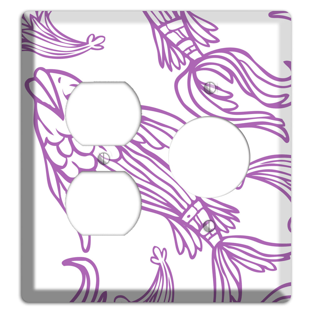Purple and White Koi Duplex / Receptacle Wallplate
