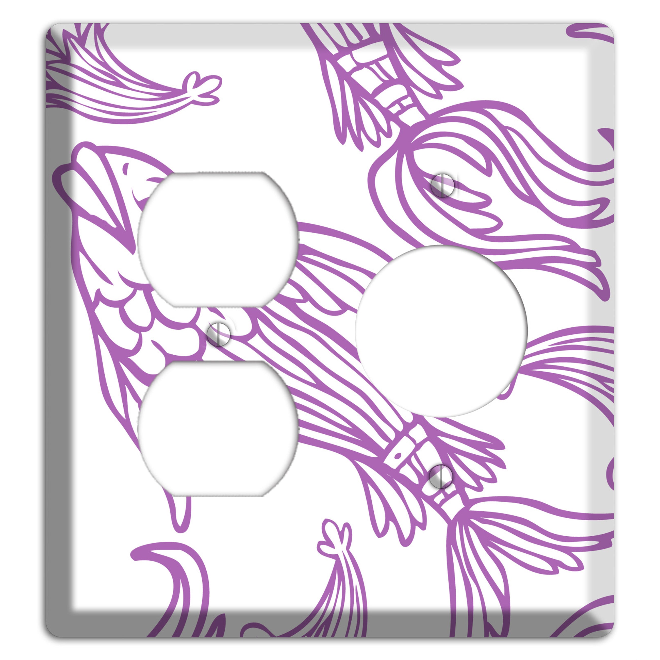 Purple and White Koi Duplex / Receptacle Wallplate