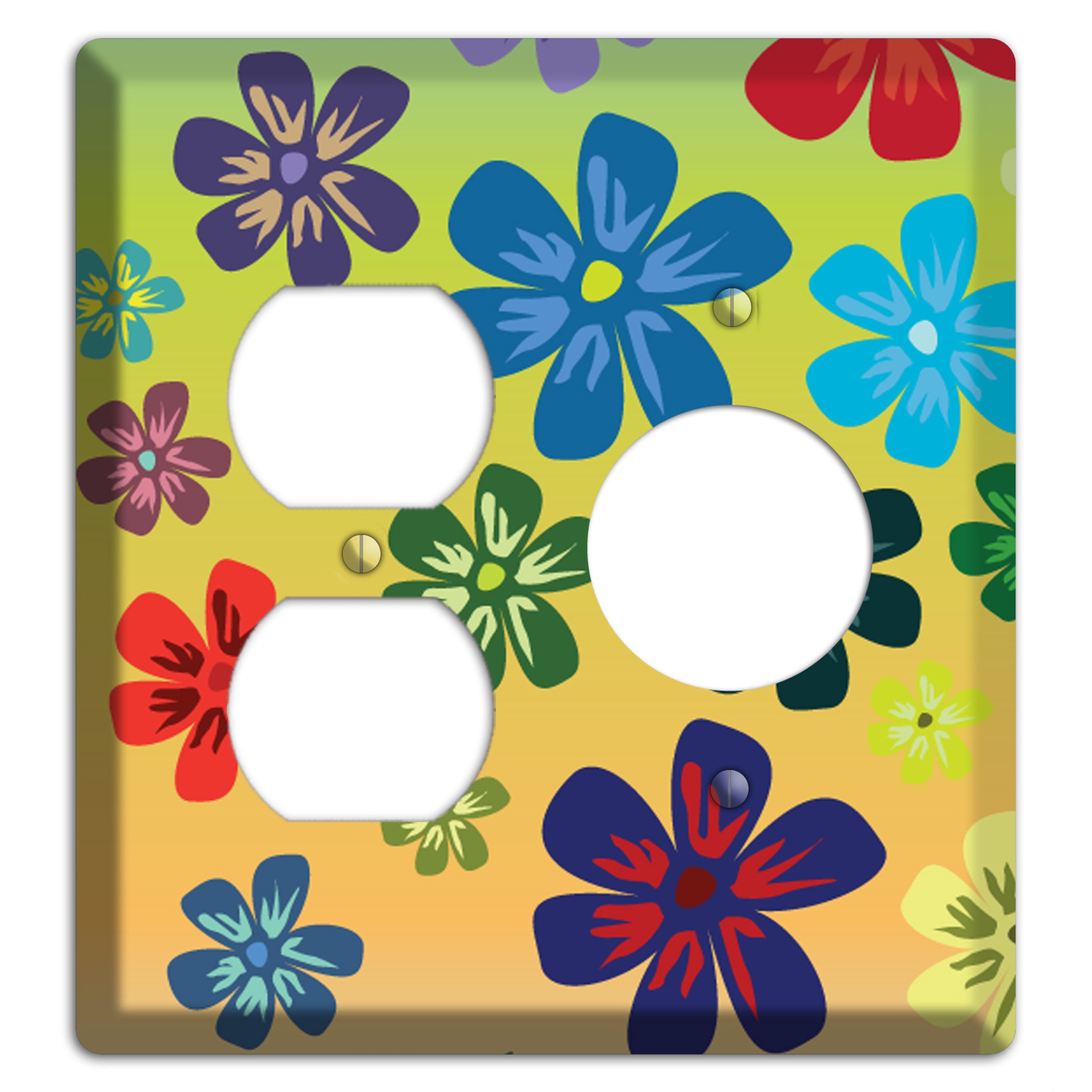 Black Flowers Duplex / Receptacle Wallplate