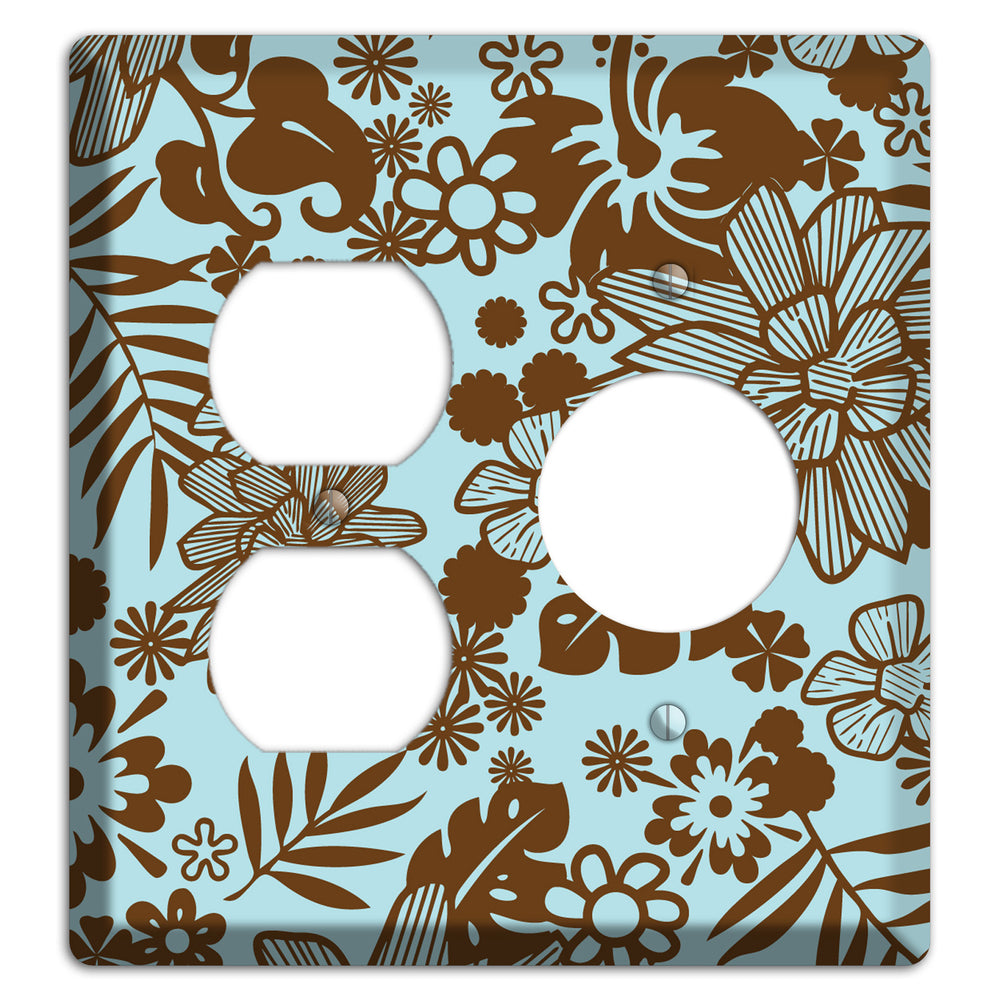 Blue and Brown Tropical Duplex / Receptacle Wallplate
