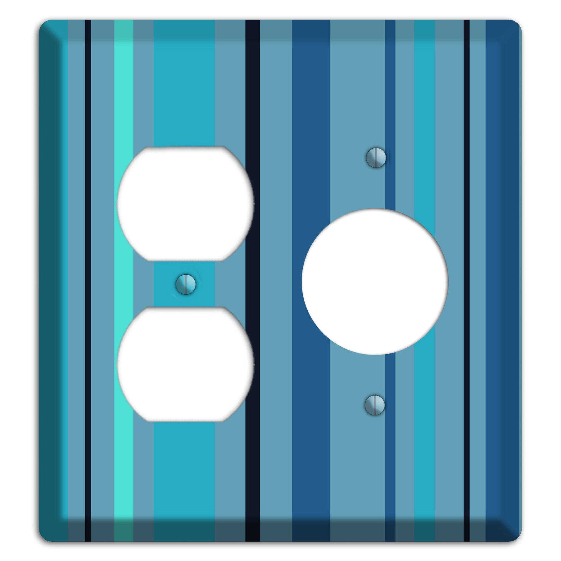 Multi Turquoise Vertical Stripe Duplex / Receptacle Wallplate