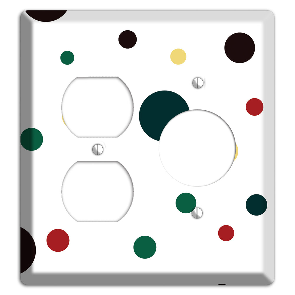 White with Multi Color Medium Dots 2 Duplex / Receptacle Wallplate