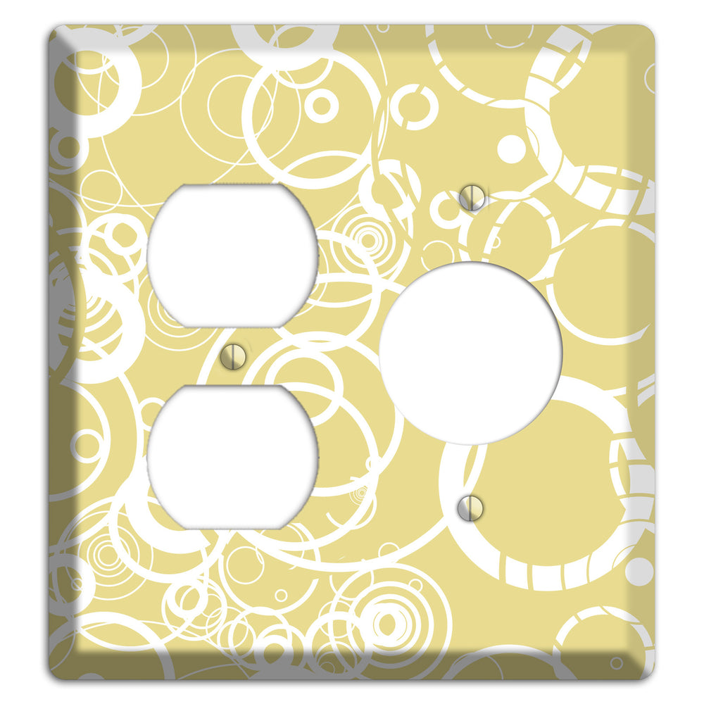 Beige with White Rings Duplex / Receptacle Wallplate