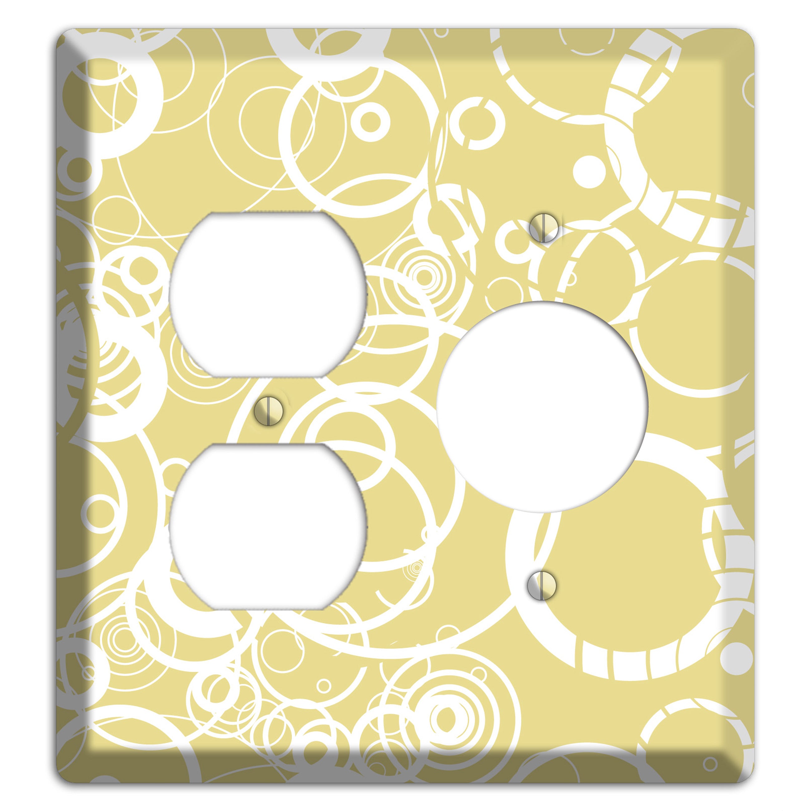 Beige with White Rings Duplex / Receptacle Wallplate