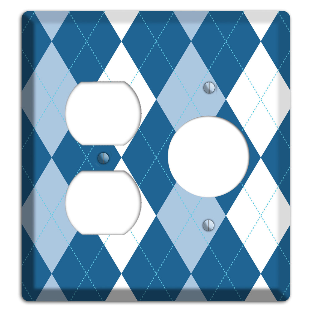 Blue Argyle Duplex / Receptacle Wallplate