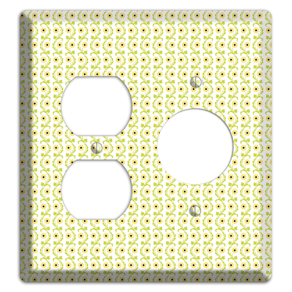 Tiny Yellow and Green Retro Sprig Duplex / Receptacle Wallplate