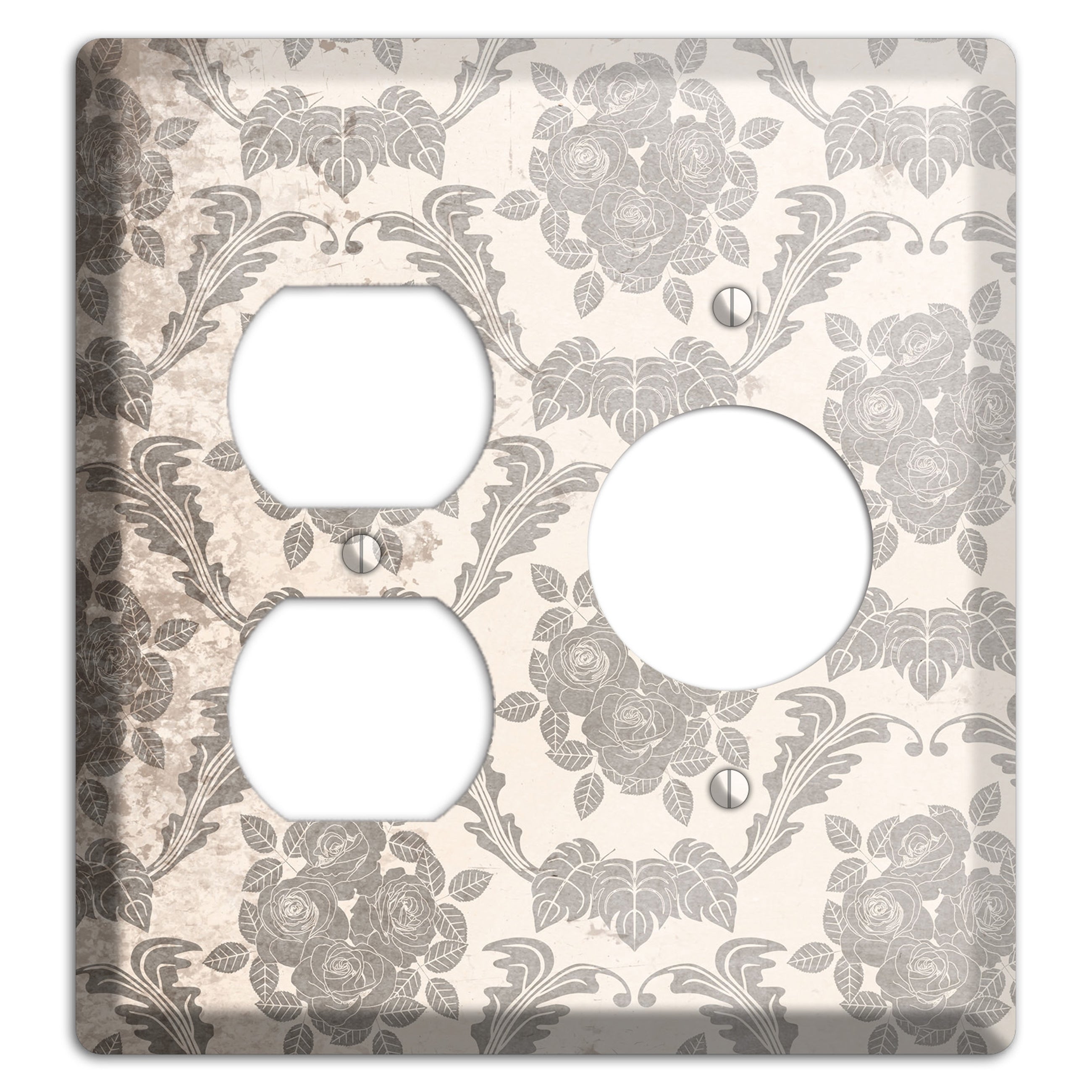 Pearl Bush Vintage Rose Damask Duplex / Receptacle Wallplate
