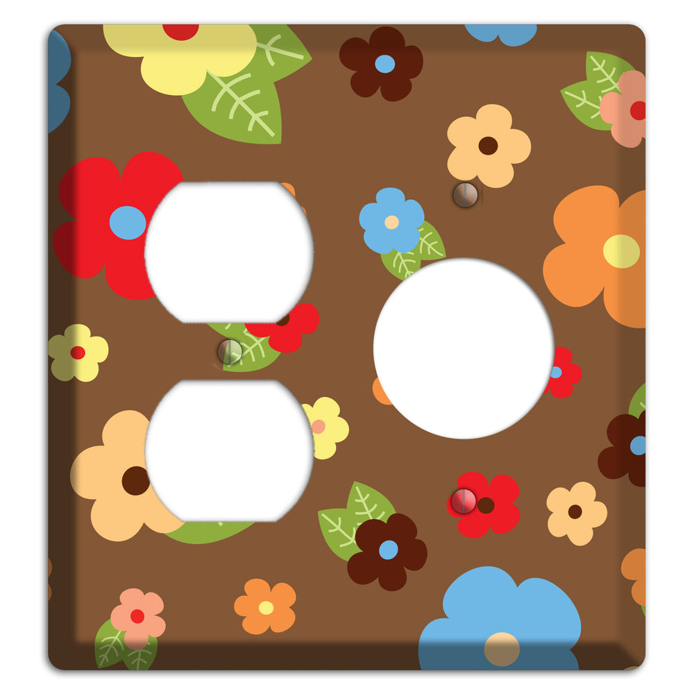 Brown Delicate Flowers Duplex / Receptacle Wallplate