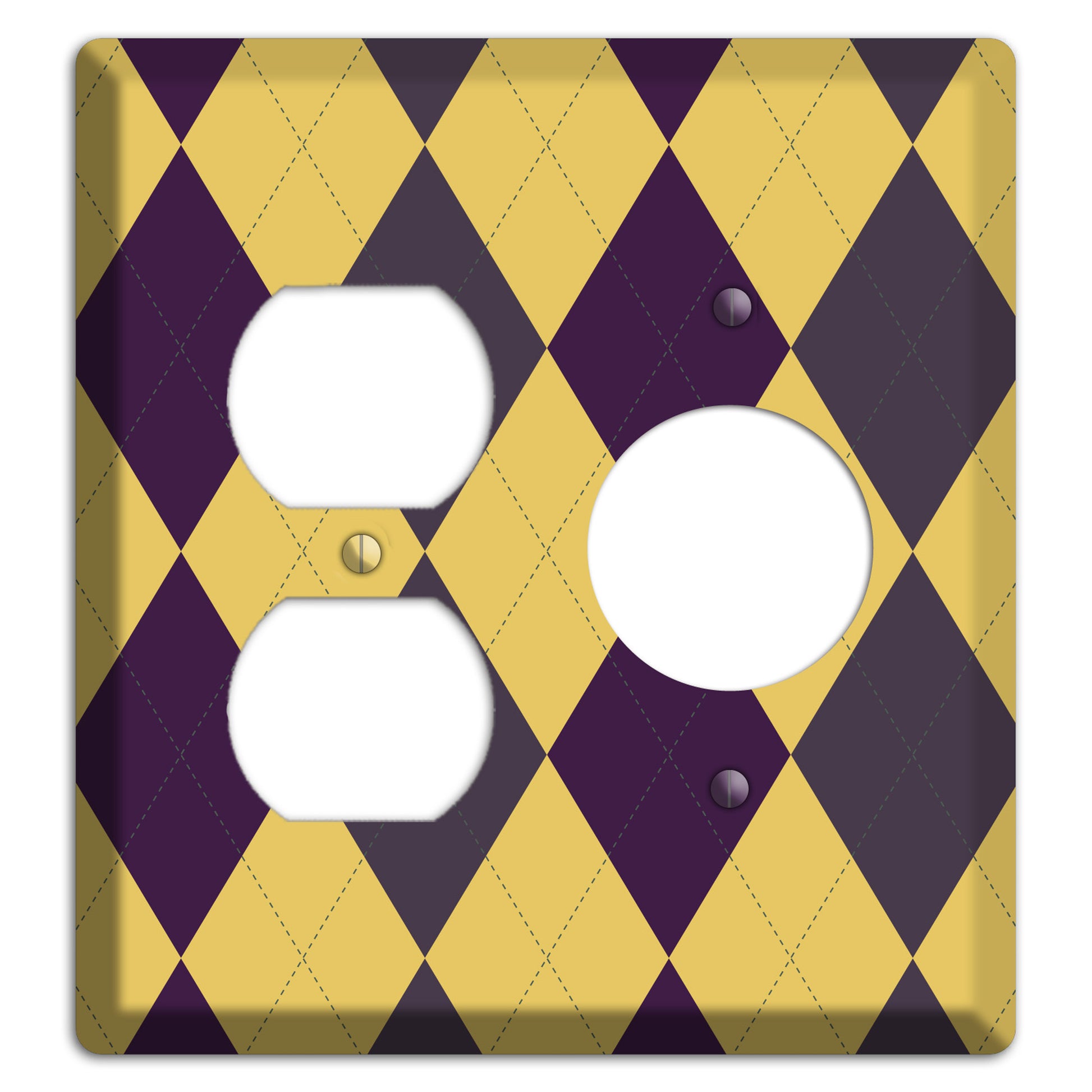 Yellow Plum Brown Argyle Duplex / Receptacle Wallplate