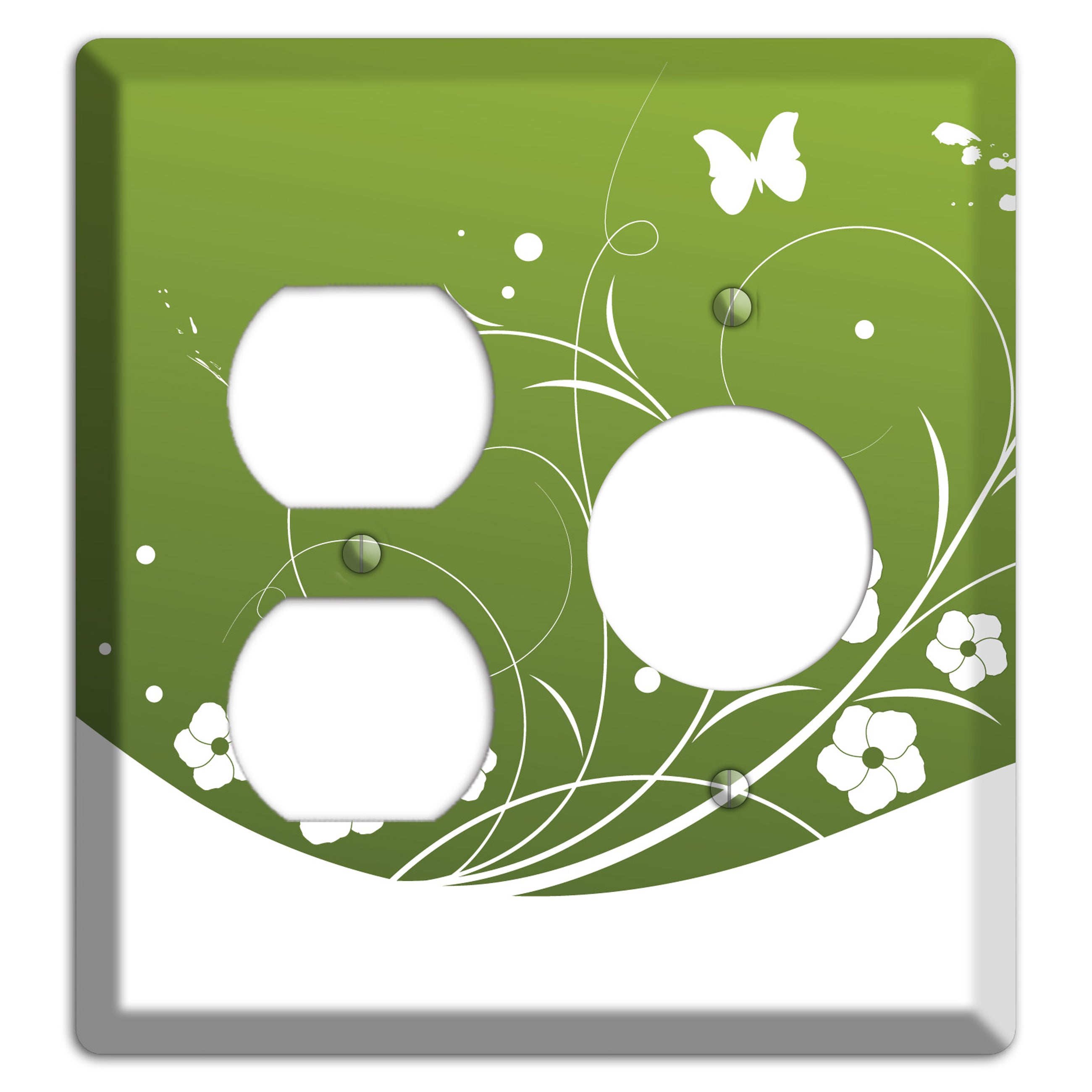 Green Floral Sprig Duplex / Receptacle Wallplate