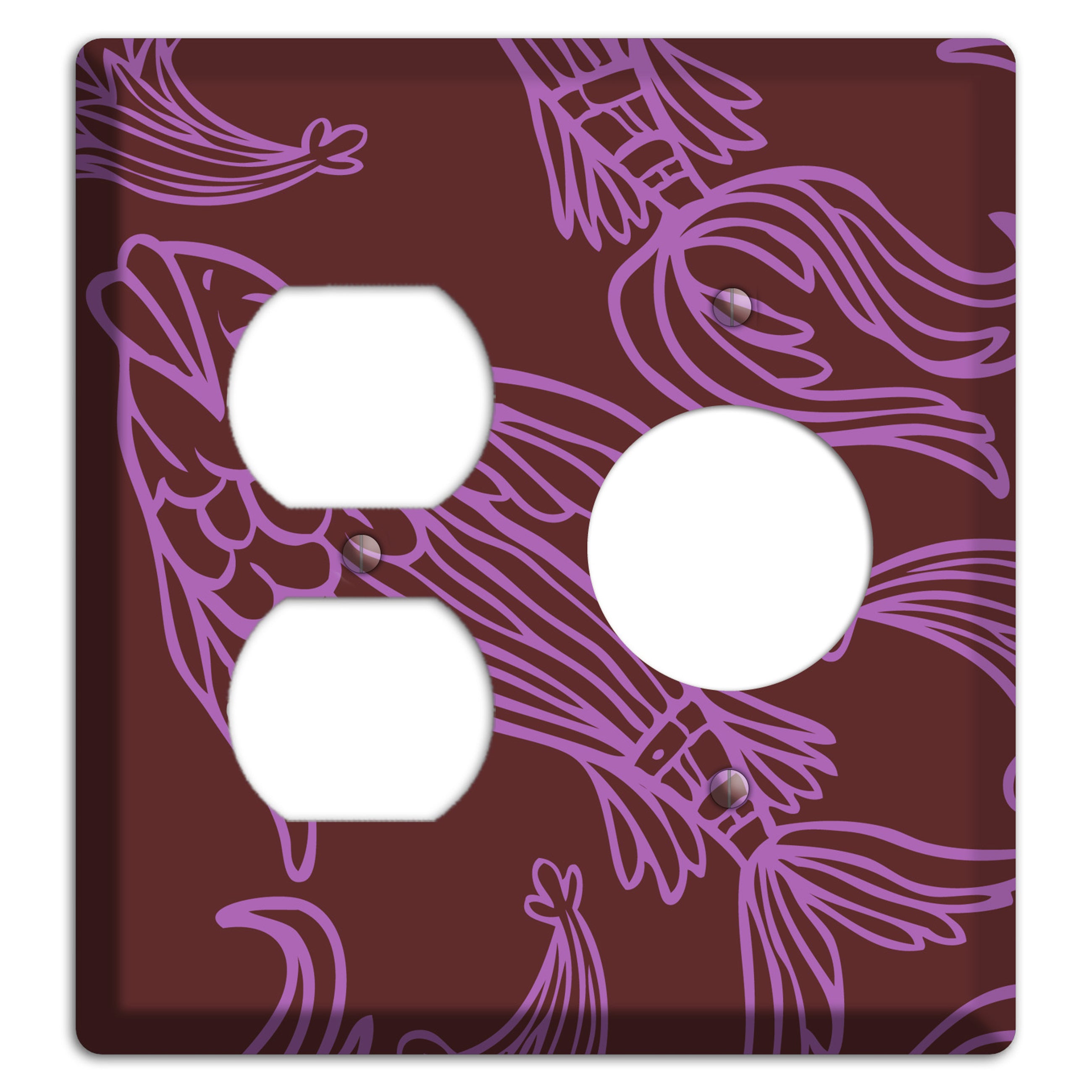 Purple and Pink Koi Duplex / Receptacle Wallplate