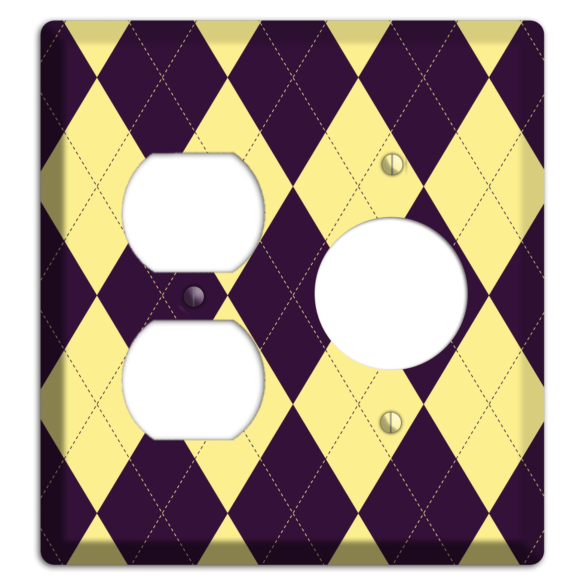 Yellow and Black Argyle Duplex / Receptacle Wallplate