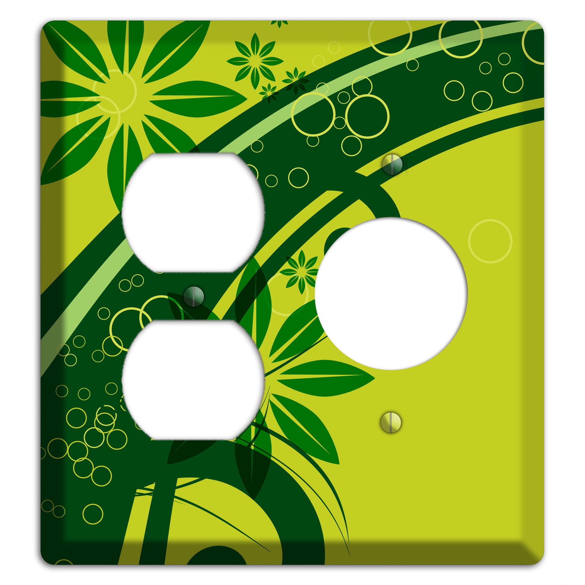 Green Retro Floral Duplex / Receptacle Wallplate