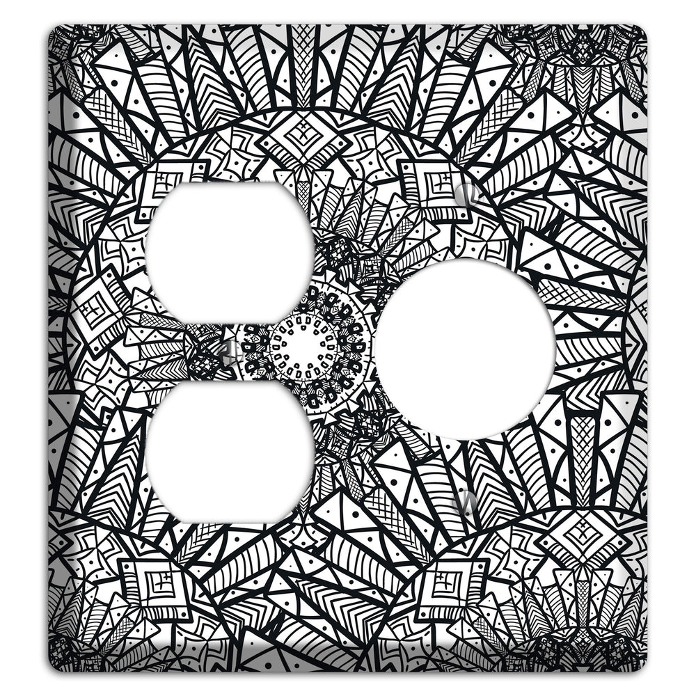 Mandala Black and White Style X Cover Plates Duplex / Receptacle Wallplate
