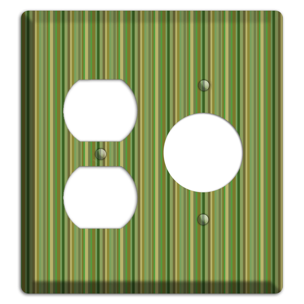 Multi Green Vertical Stripes Duplex / Receptacle Wallplate
