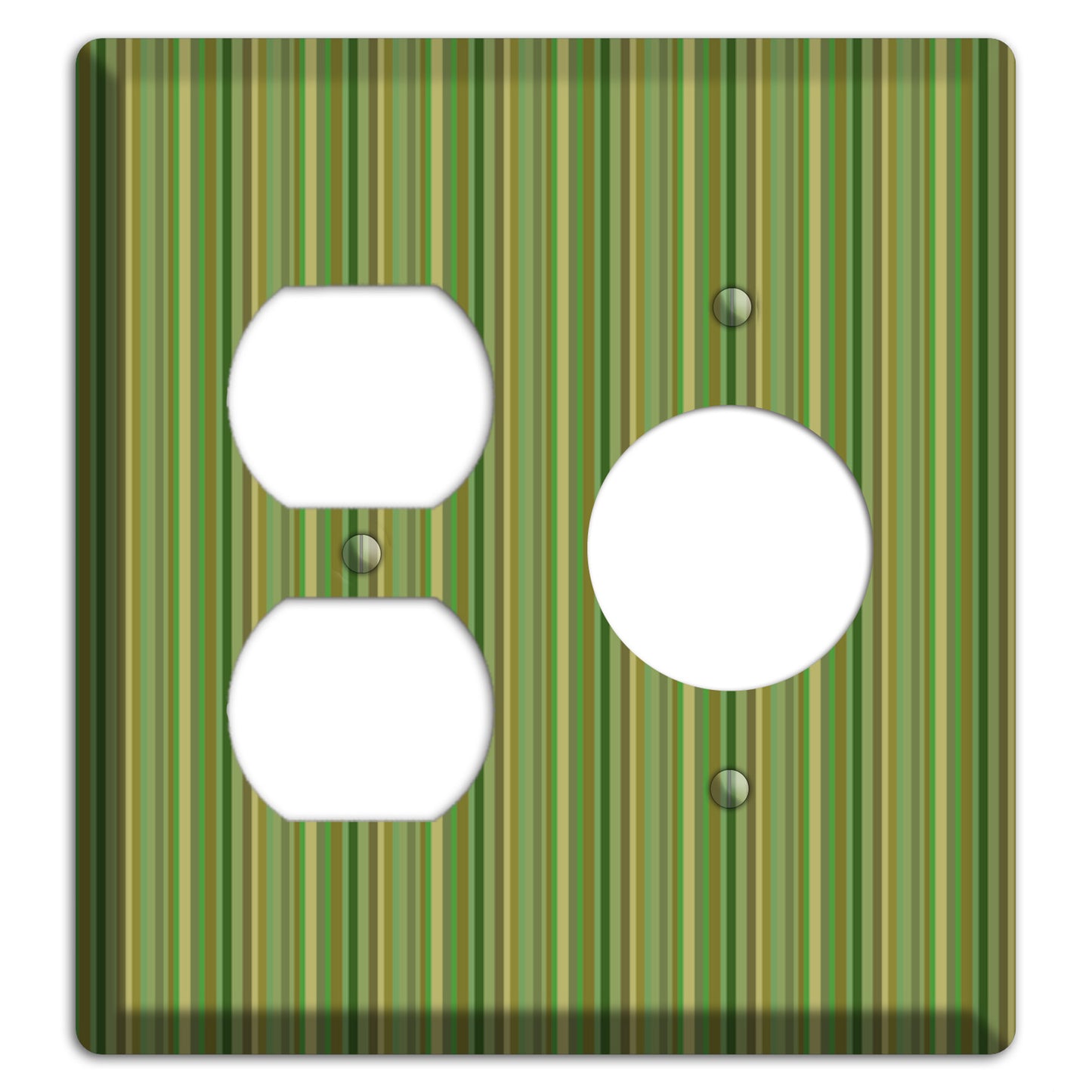 Multi Green Vertical Stripes Duplex / Receptacle Wallplate