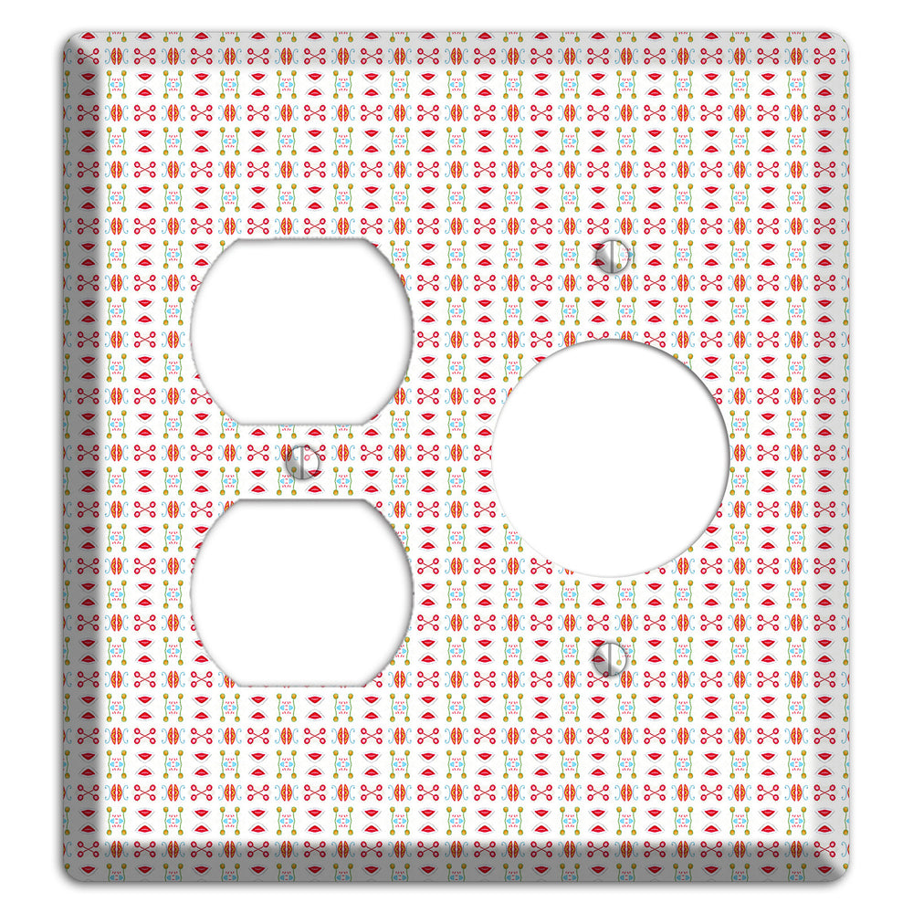 White Red Blue Olive Retro Duplex / Receptacle Wallplate