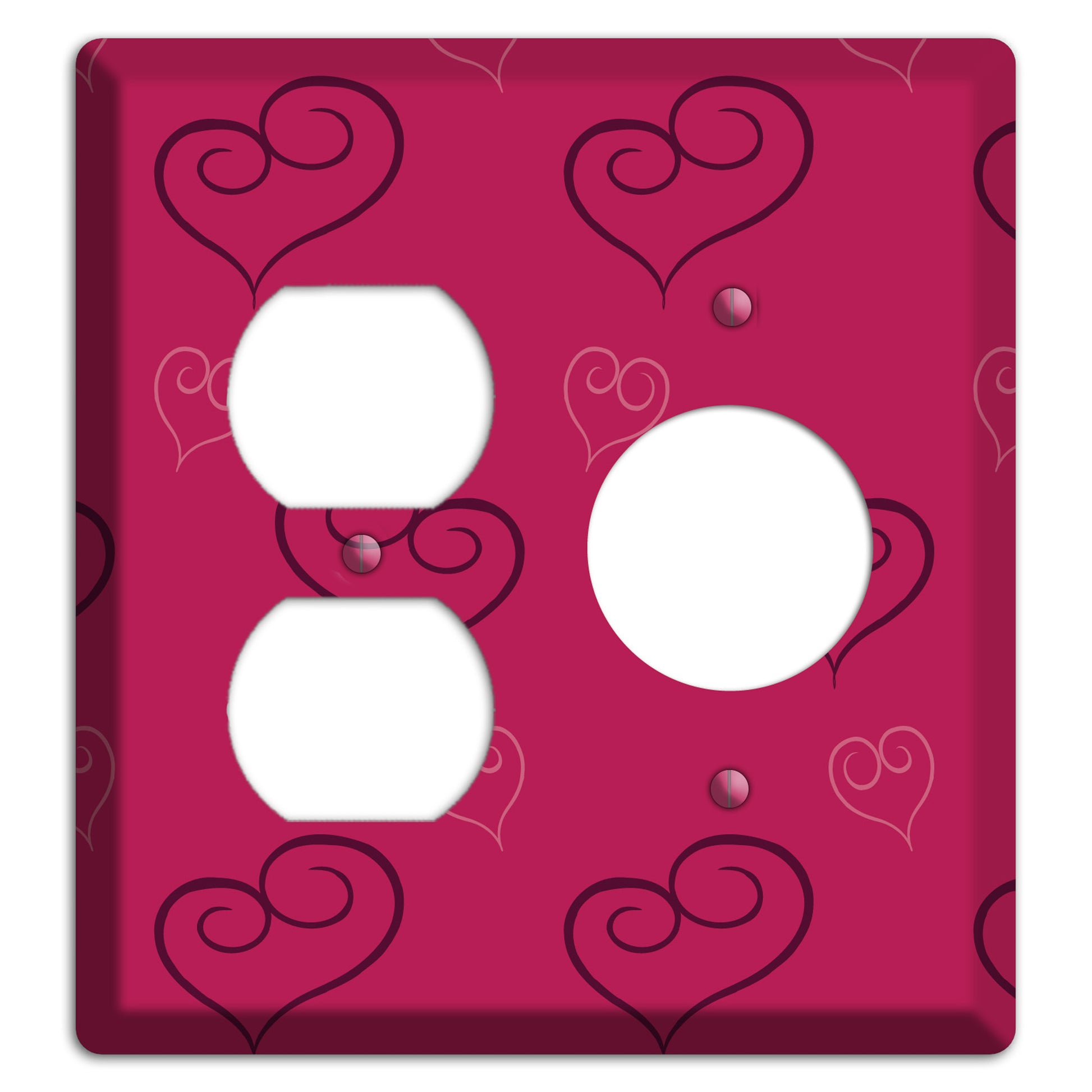Fuschia Scroll Heart 2 Duplex / Receptacle Wallplate