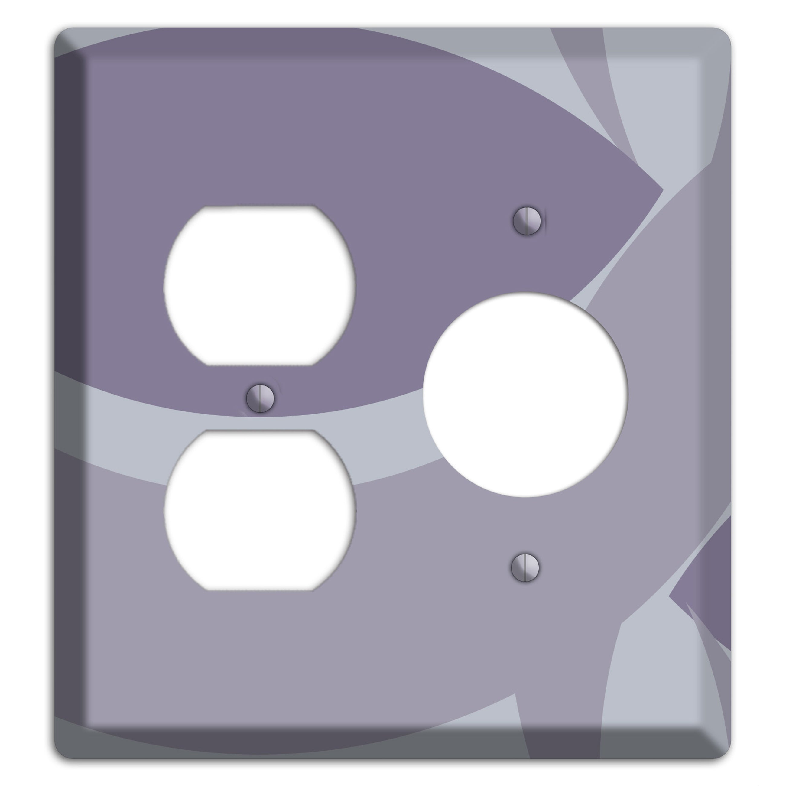 Grey and Lavender Abstract Duplex / Receptacle Wallplate