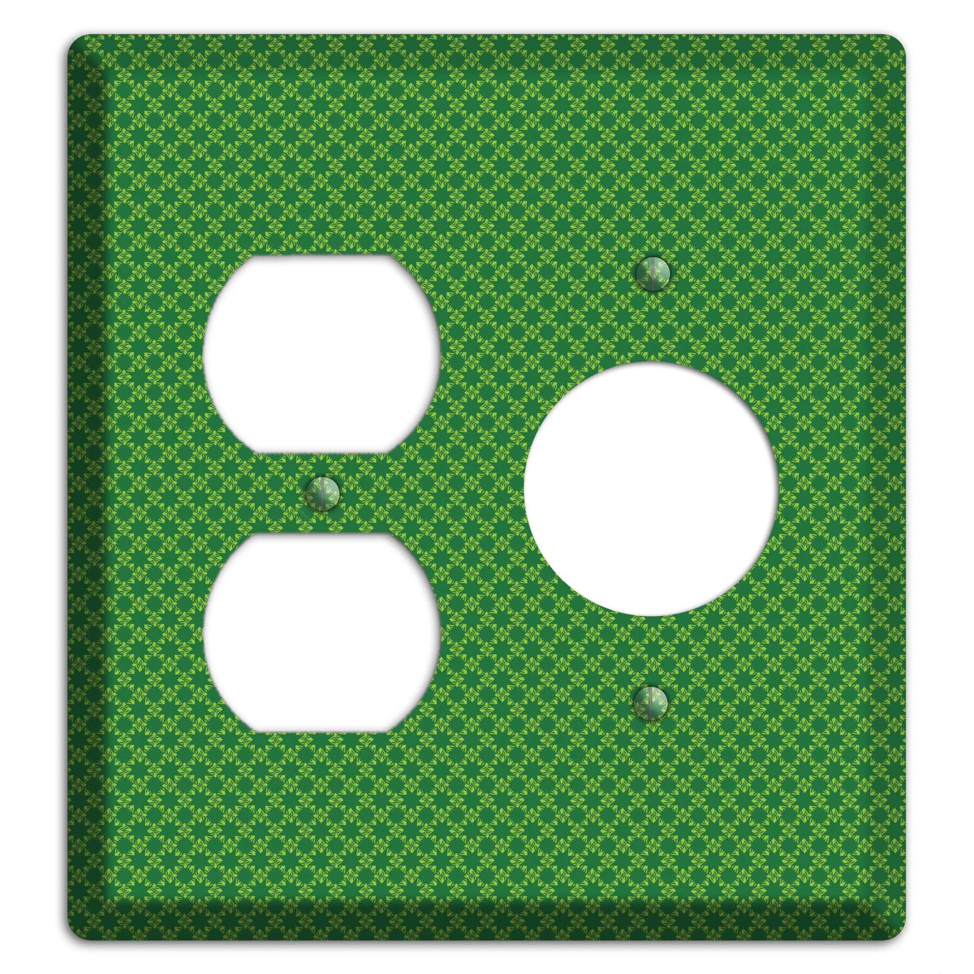 Multi Green Tiny Checked Foulard Duplex / Receptacle Wallplate