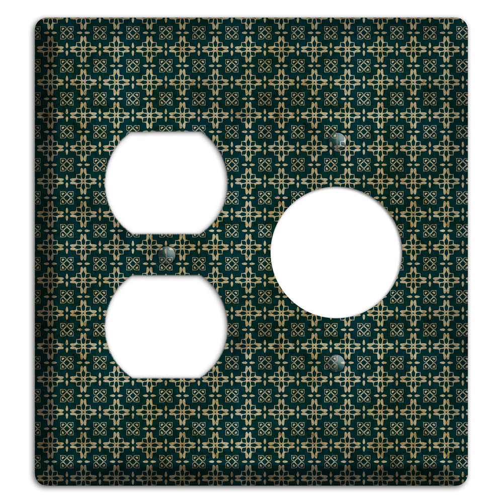 Dark Green Grunge Arabesque Duplex / Receptacle Wallplate
