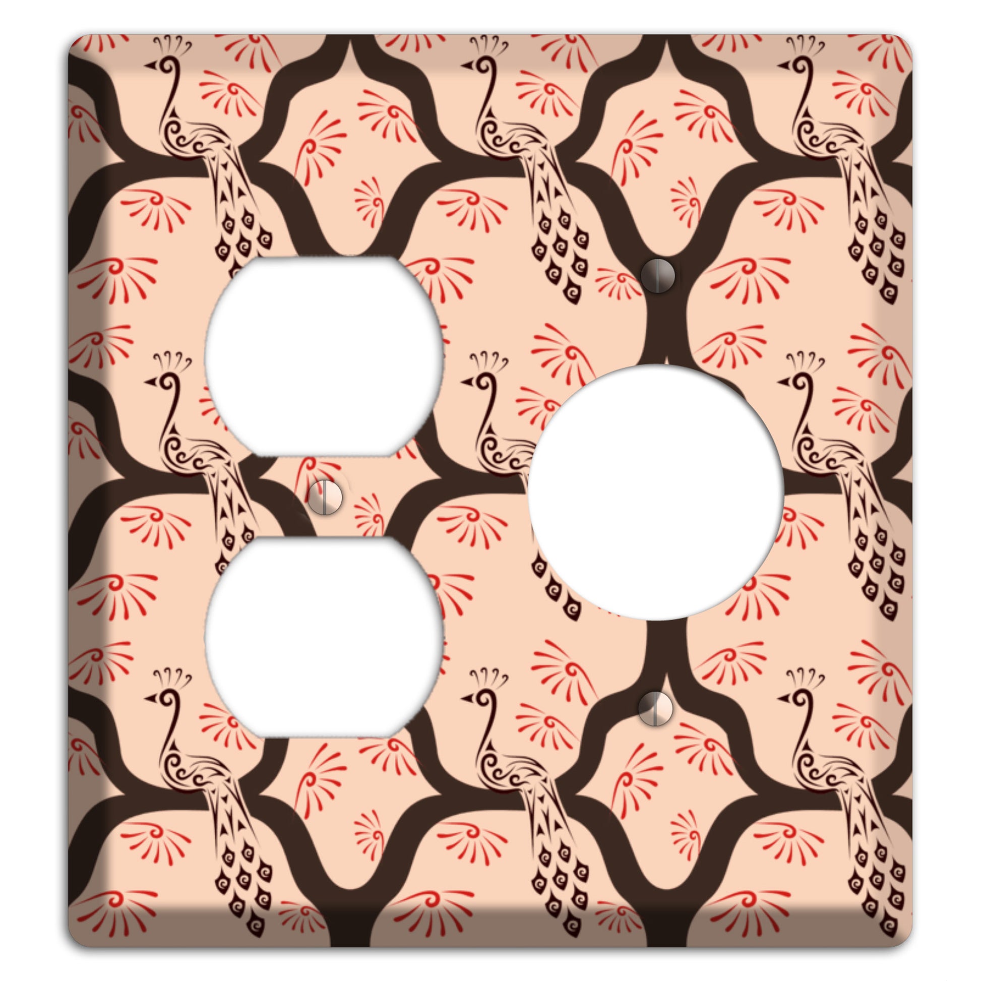 Light Quatrefoil Peacock Duplex / Receptacle Wallplate