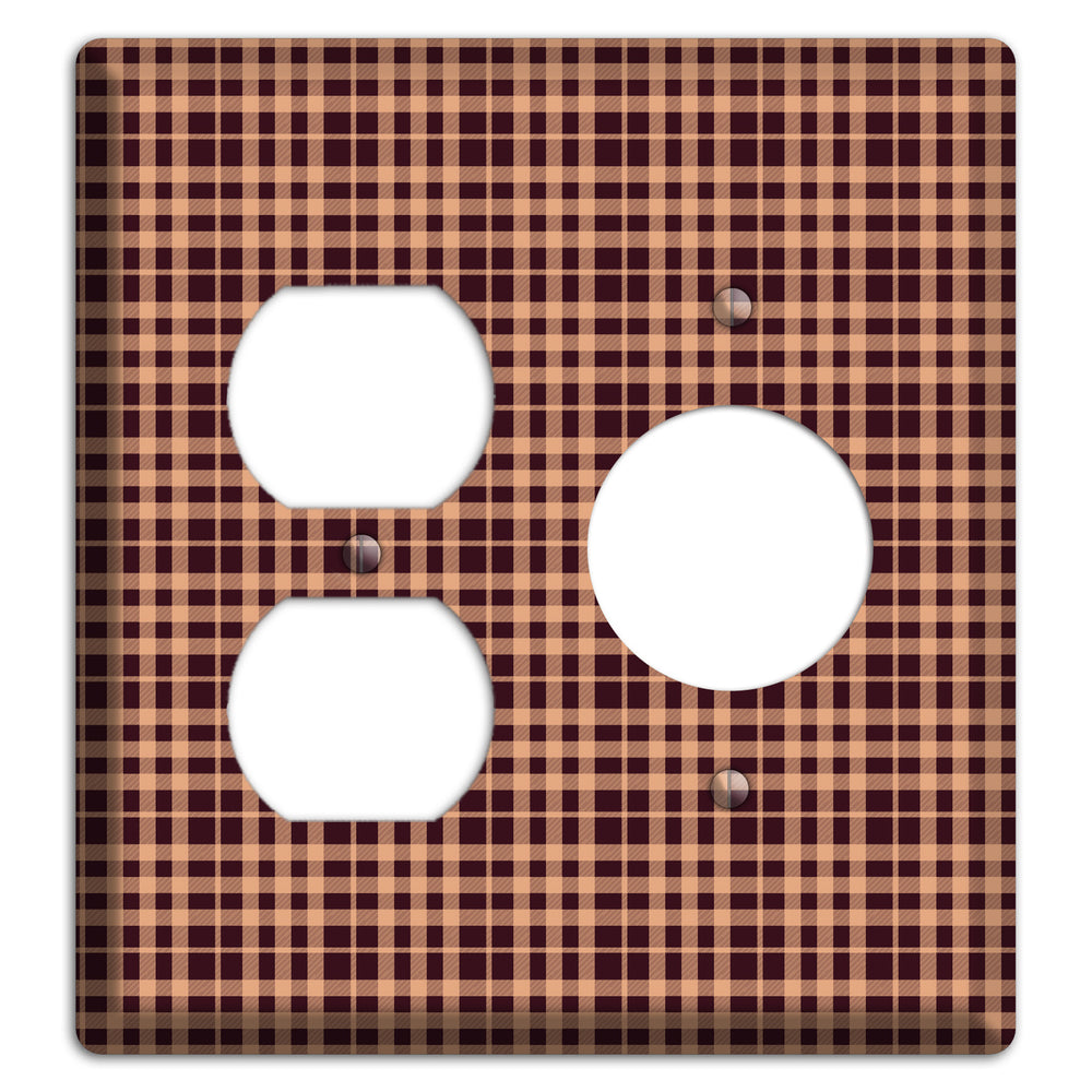 Beige and Black Plaid Duplex / Receptacle Wallplate