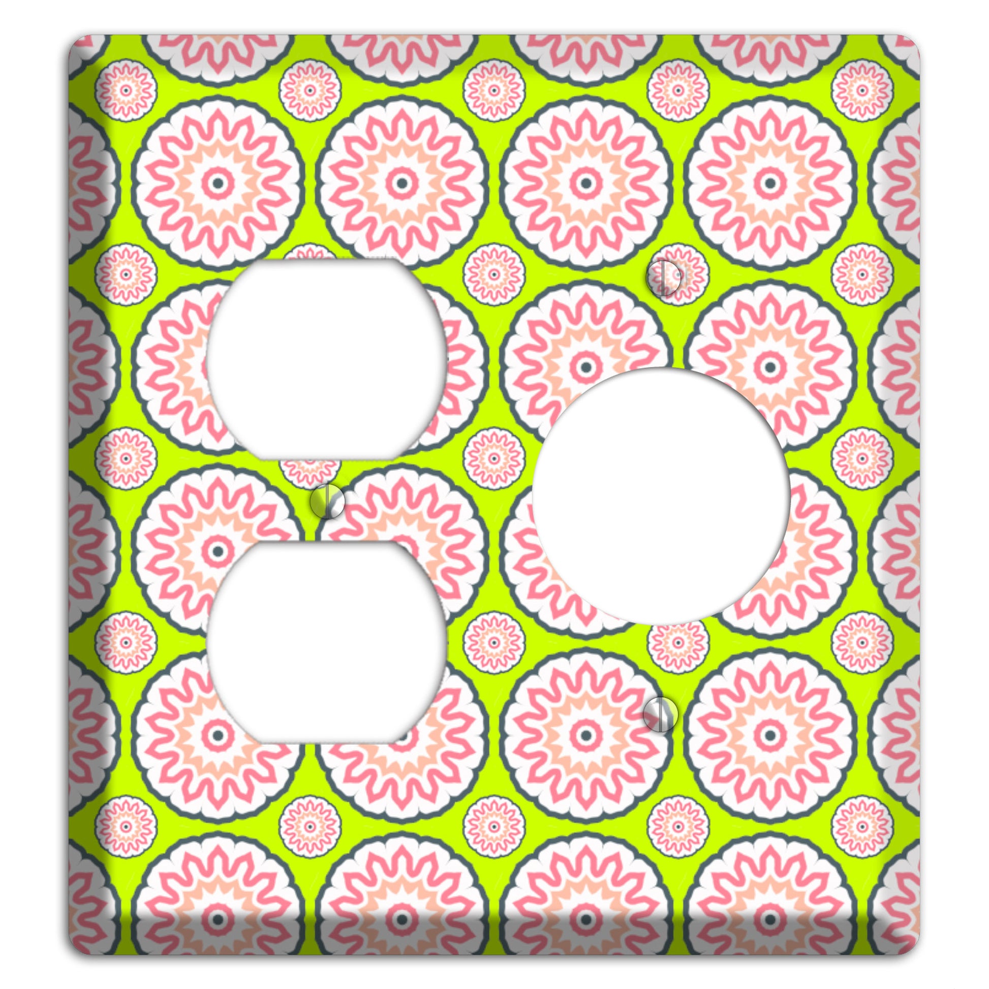 Green with Tiled Suzani Duplex / Receptacle Wallplate