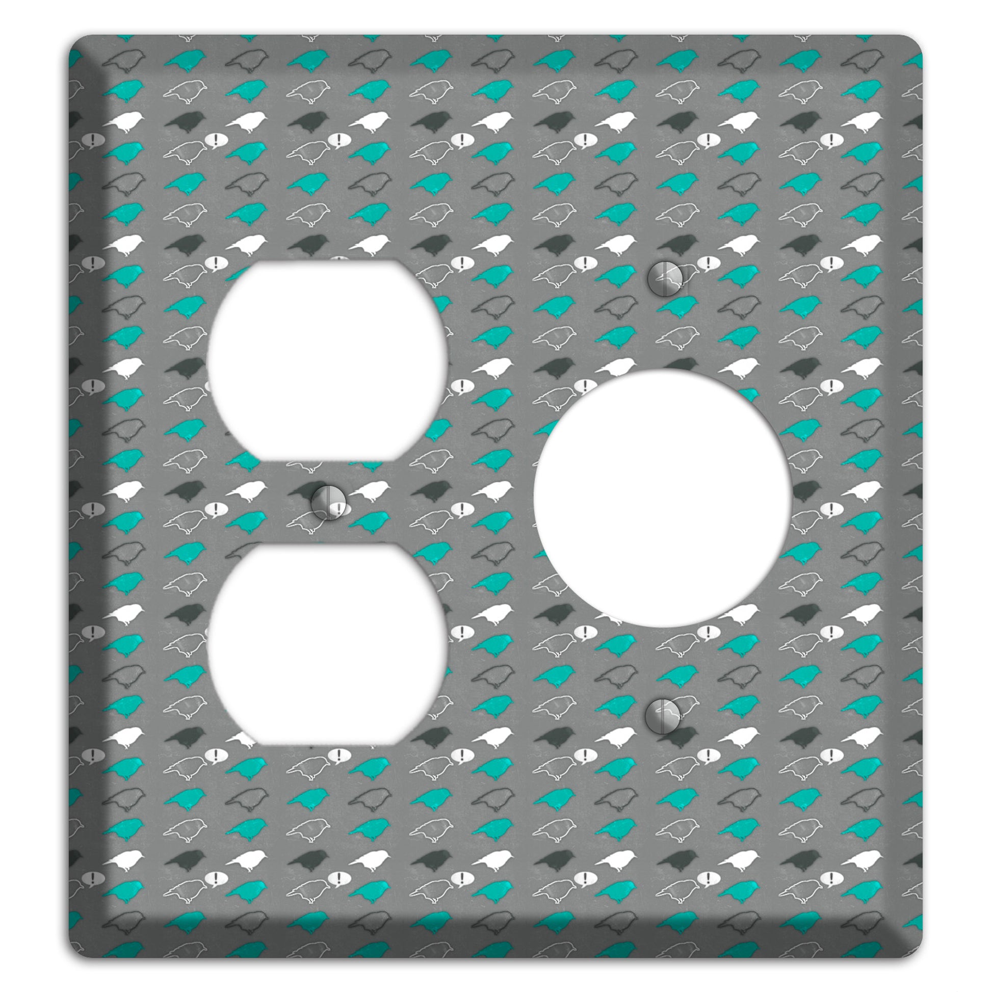 Grey with Small Green Birds Duplex / Receptacle Wallplate
