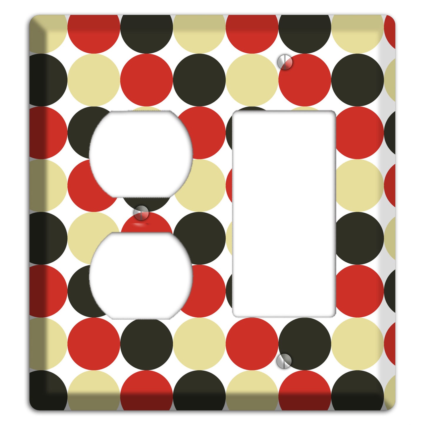 Beige Red Black Tiled Dots Duplex / Rocker Wallplate