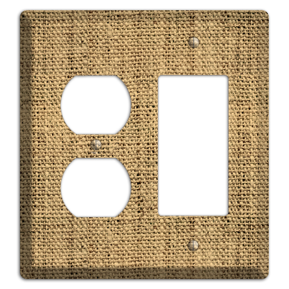 Teak Burlap Duplex / Rocker Wallplate