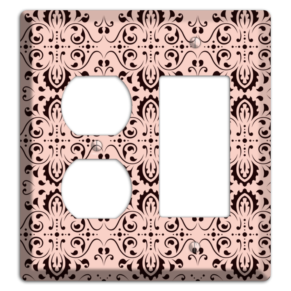 Coral Tapestry Cartouche Duplex / Rocker Wallplate