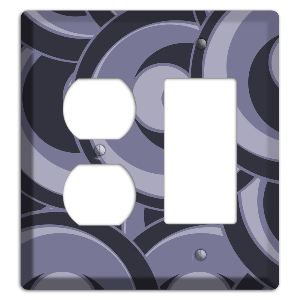 Black and Purple-grey Deco Circles Duplex / Rocker Wallplate