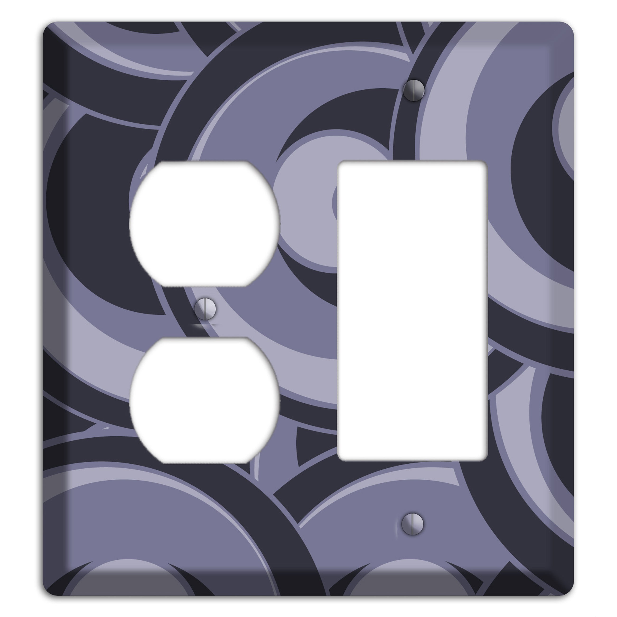 Black and Purple-grey Deco Circles Duplex / Rocker Wallplate