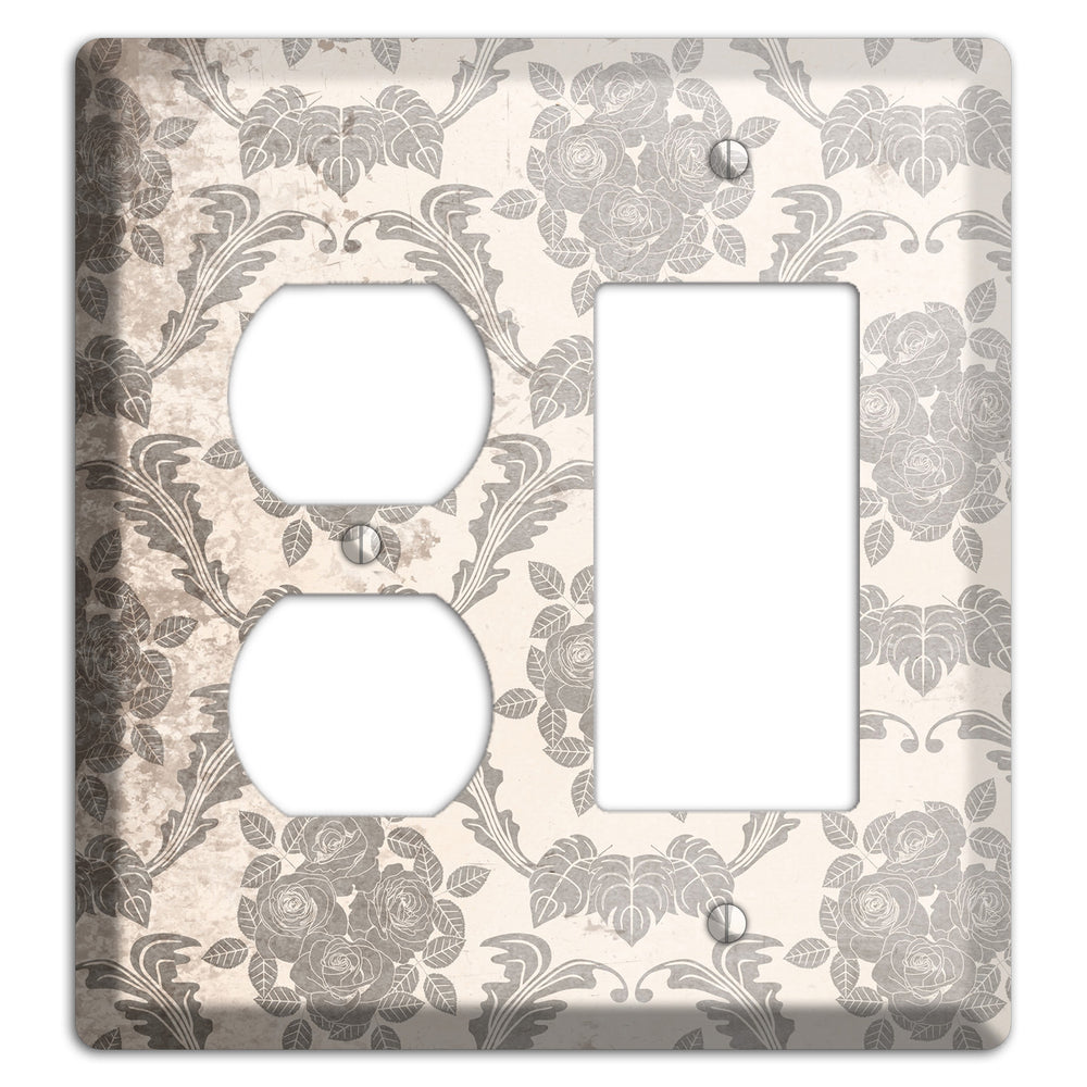 Pearl Bush Vintage Rose Damask Duplex / Rocker Wallplate