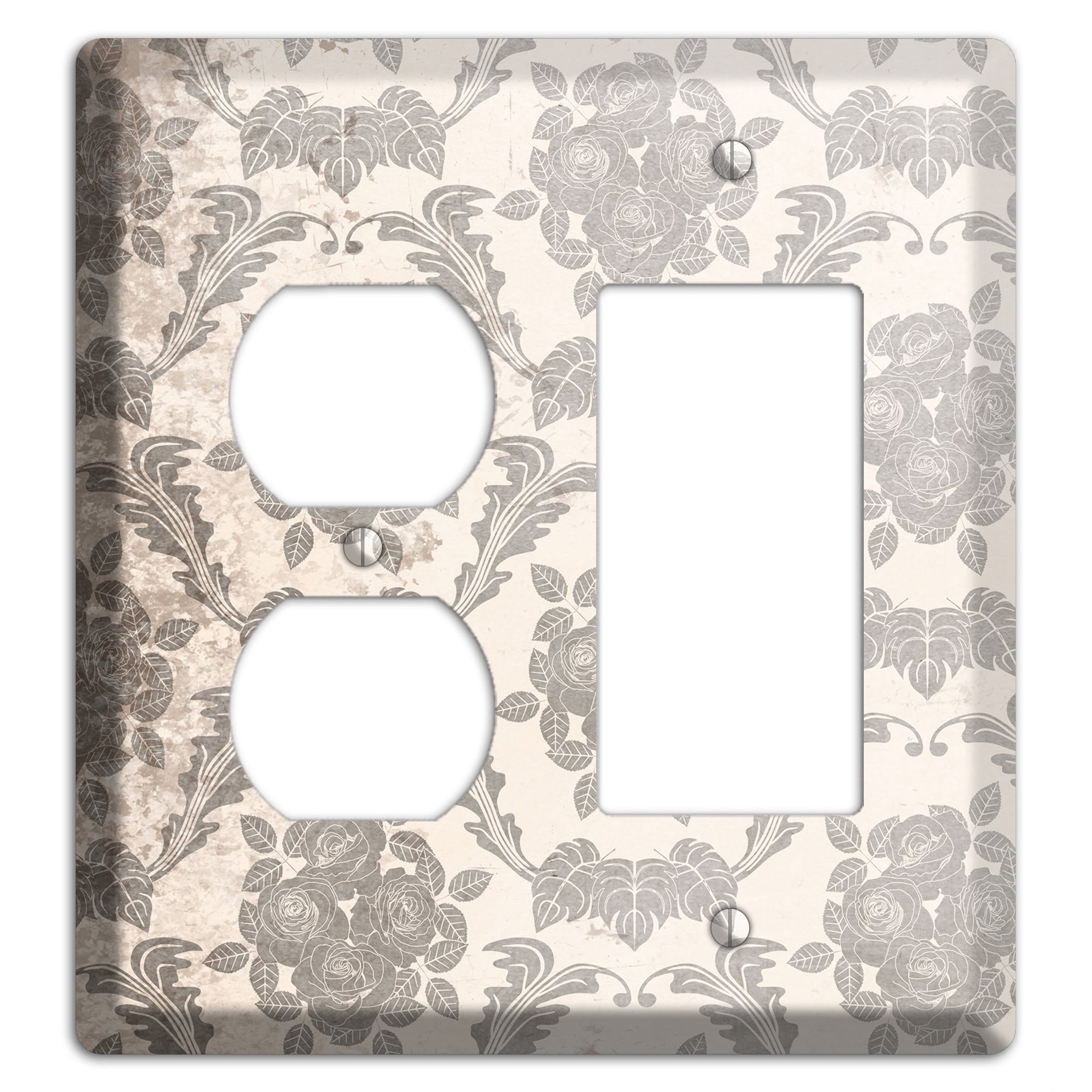 Pearl Bush Vintage Rose Damask Duplex / Rocker Wallplate