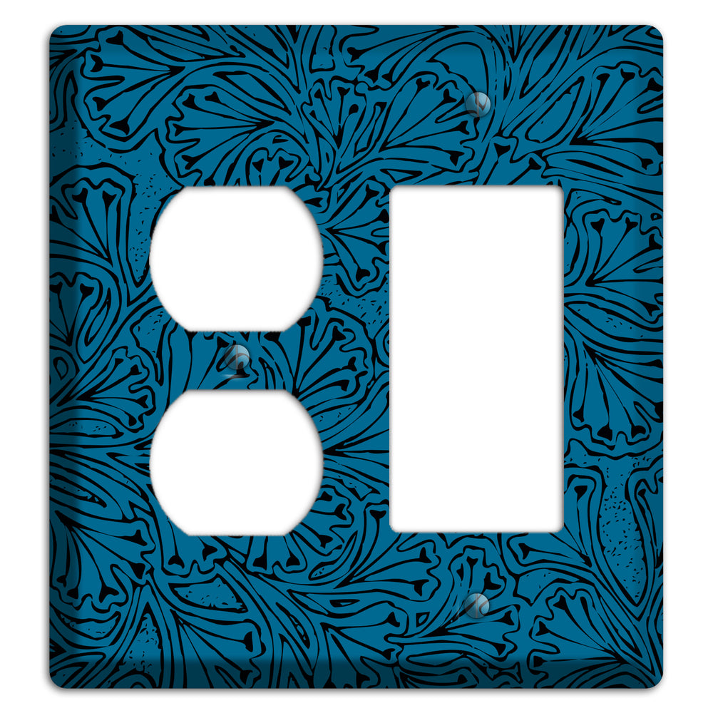 Deco Blue Interlocking Floral Duplex / Rocker Wallplate