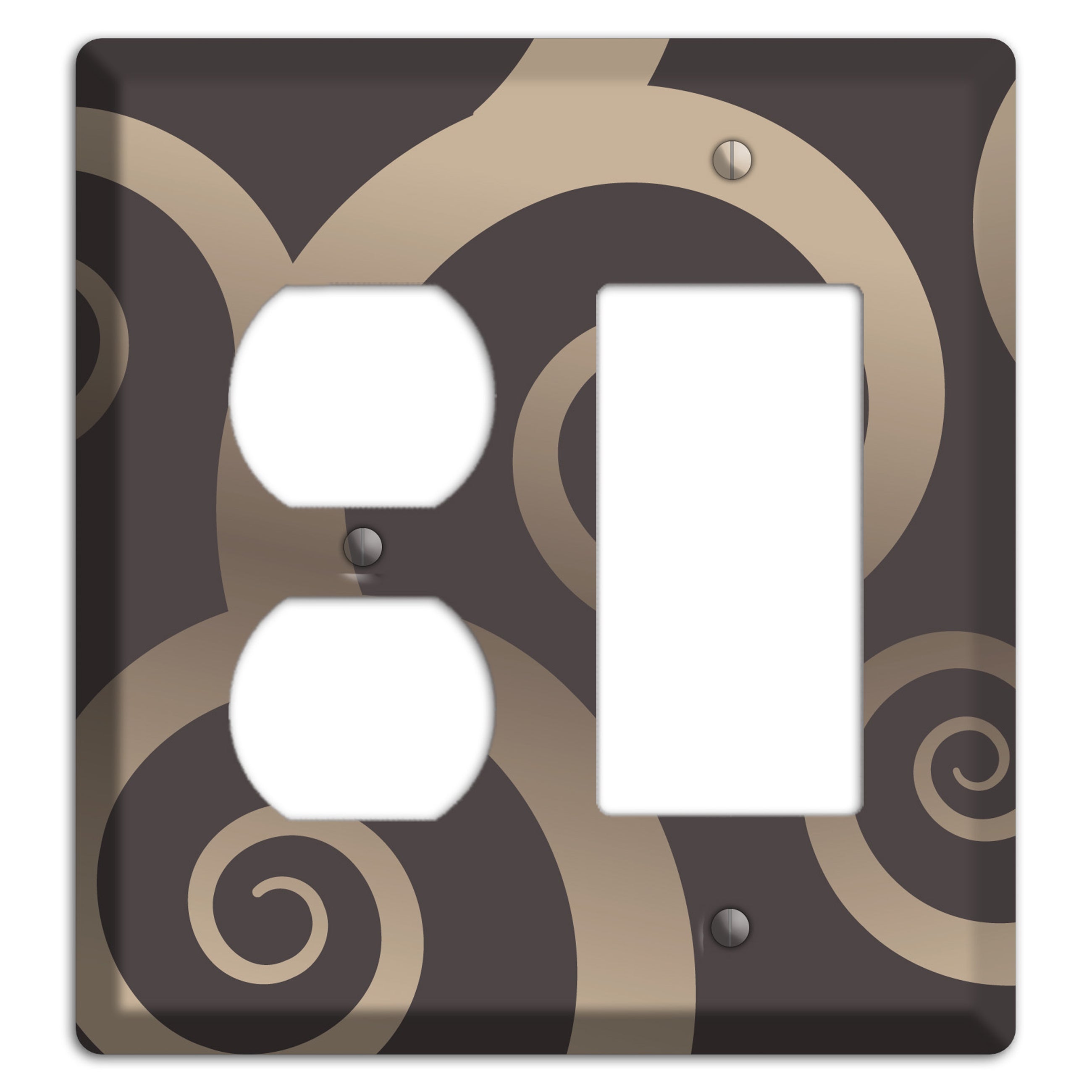 Brown with Beige Large Swirl Duplex / Rocker Wallplate