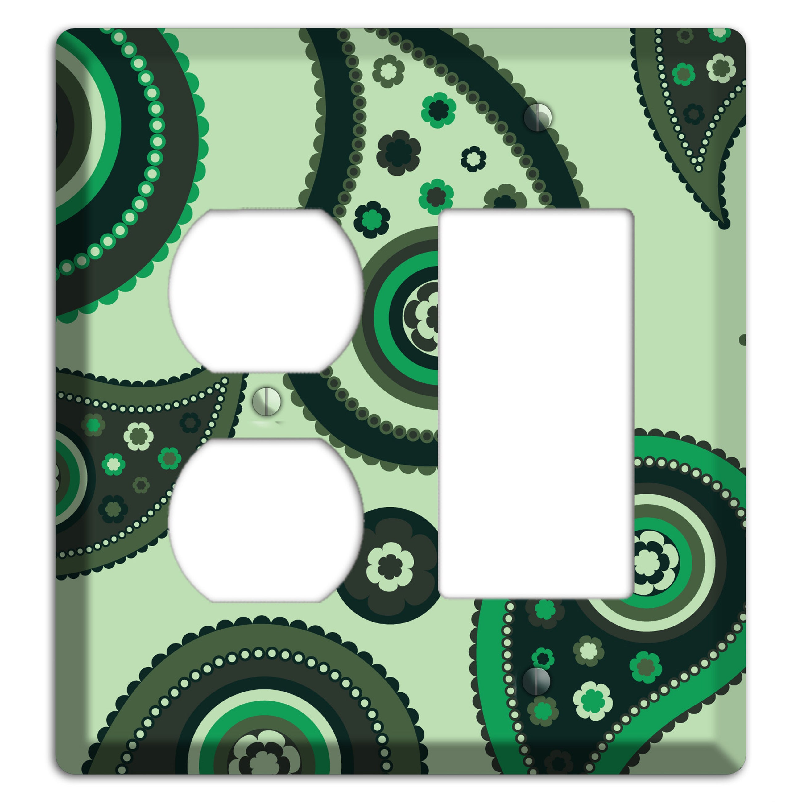 Green Paisley Duplex / Rocker Wallplate