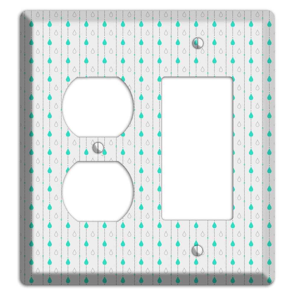 White and Blue Drops Duplex / Rocker Wallplate