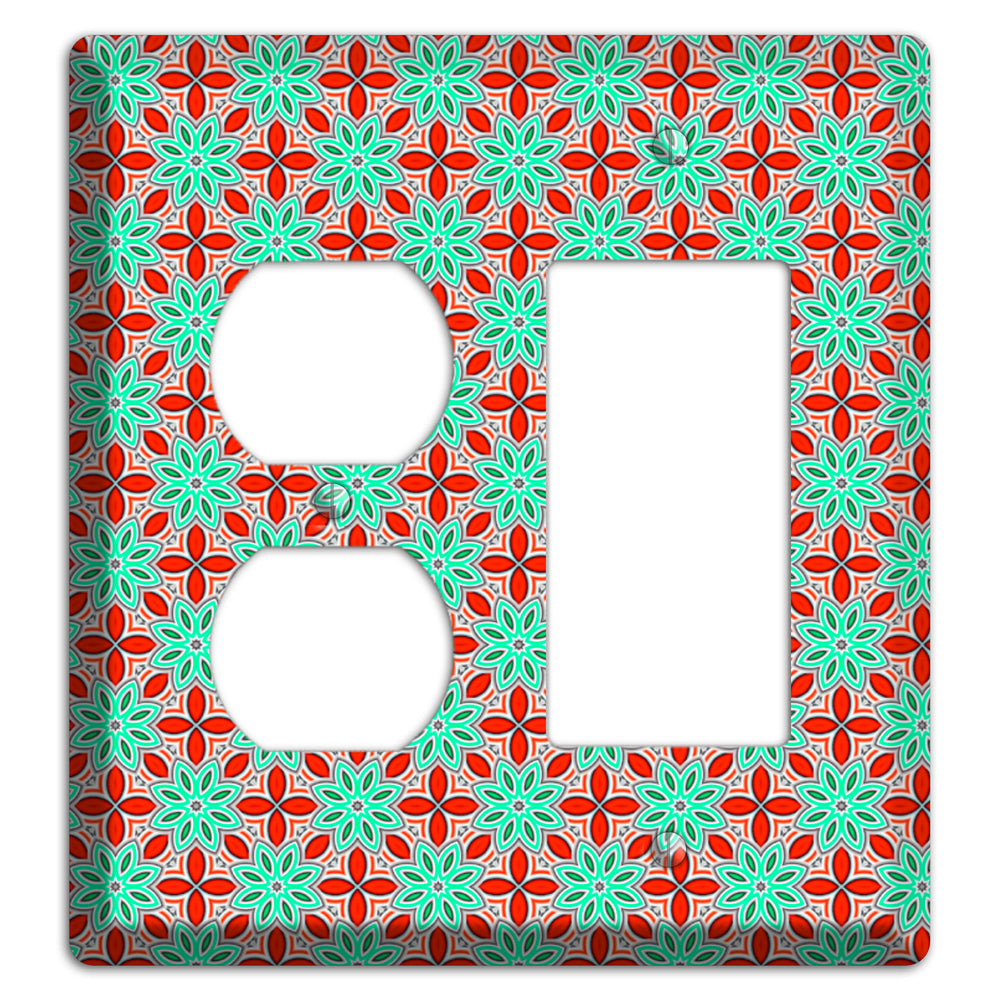 Green and Red Foulard 2 Duplex / Rocker Wallplate
