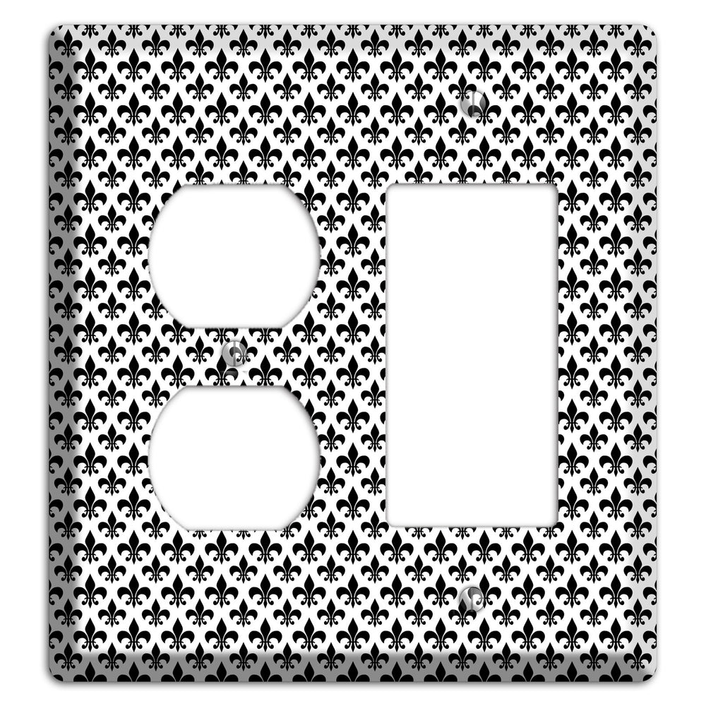 Black and White Fleur de lis Duplex / Rocker Wallplate