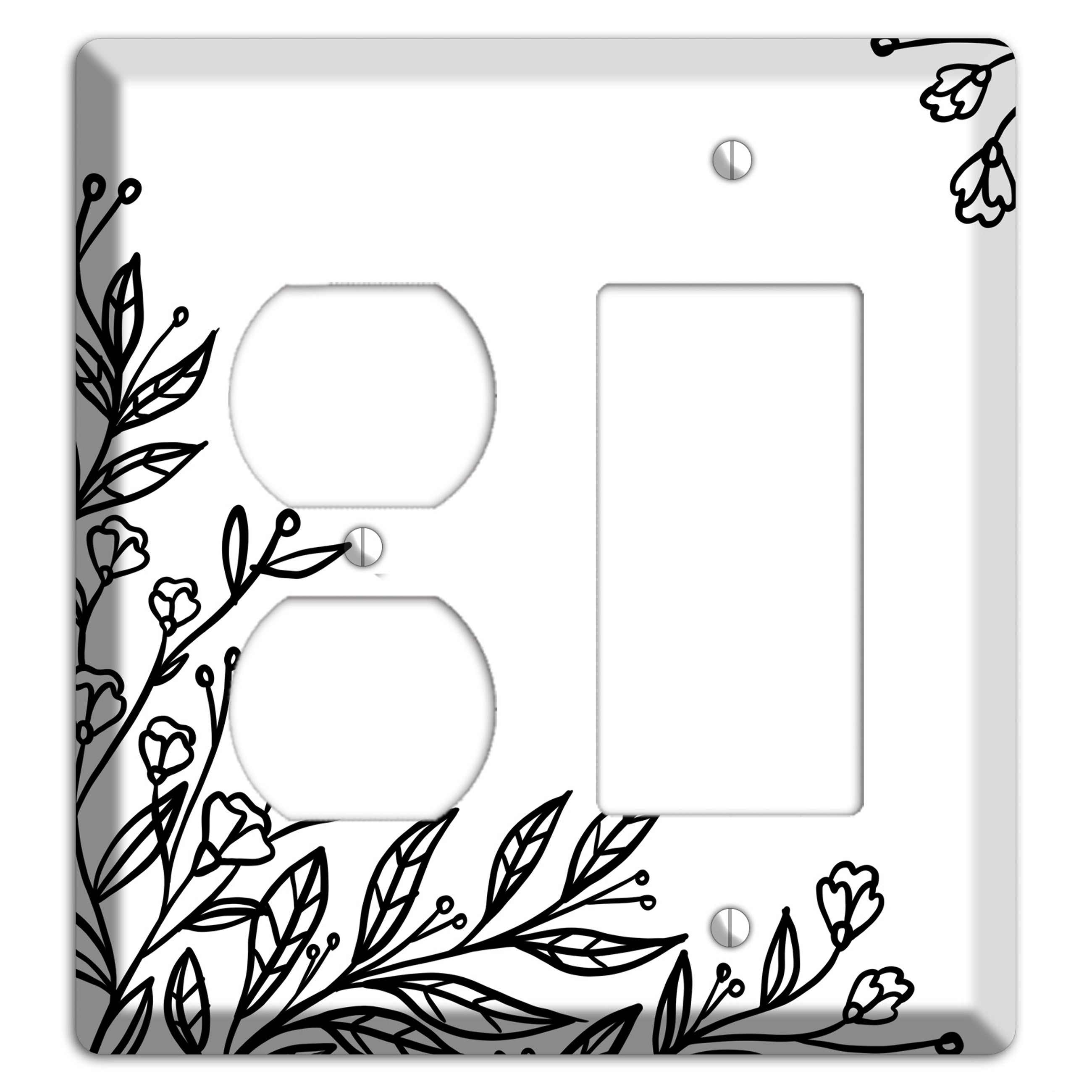 Hand-Drawn Floral 2 Duplex / Rocker Wallplate