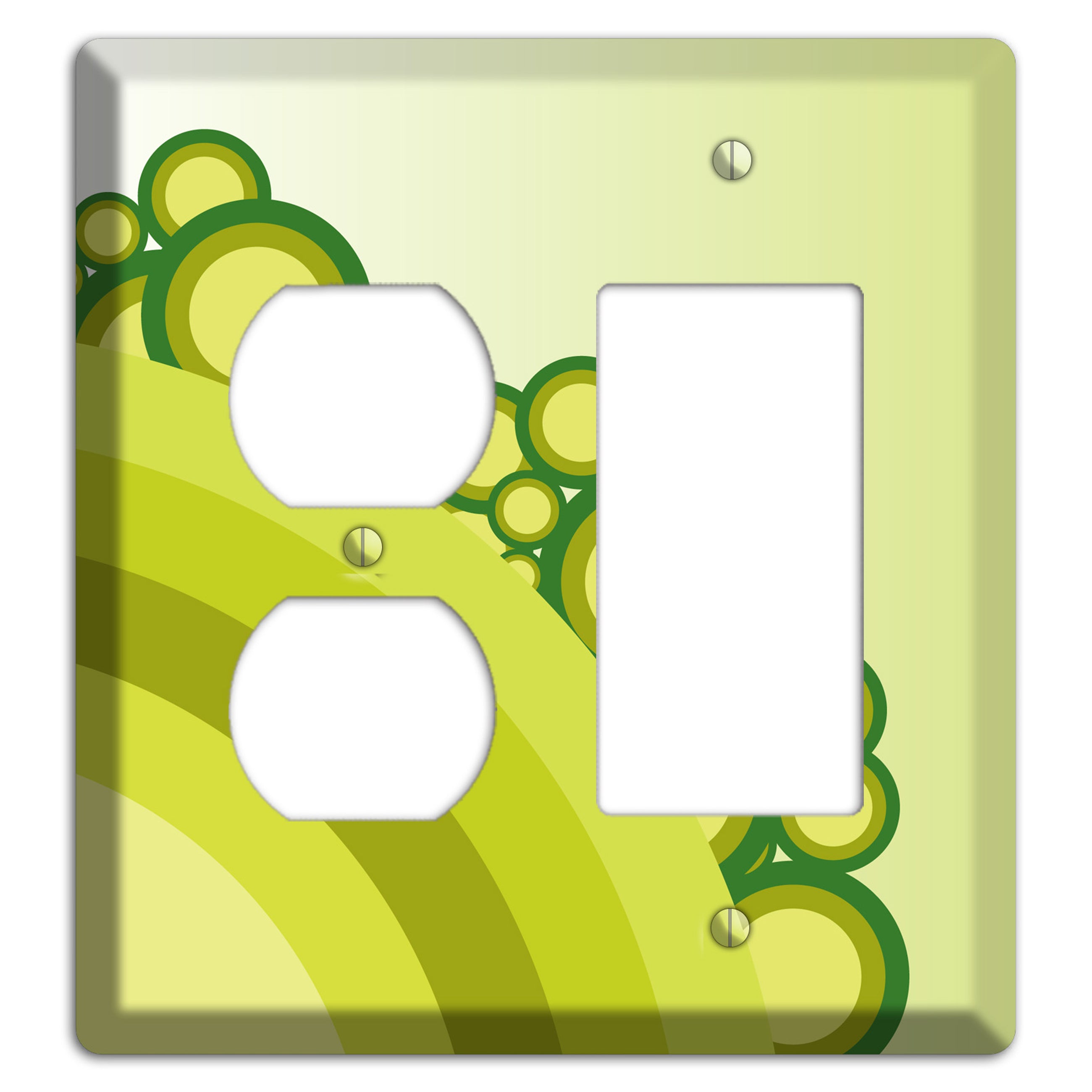 Green Rainbow Dots Duplex / Rocker Wallplate