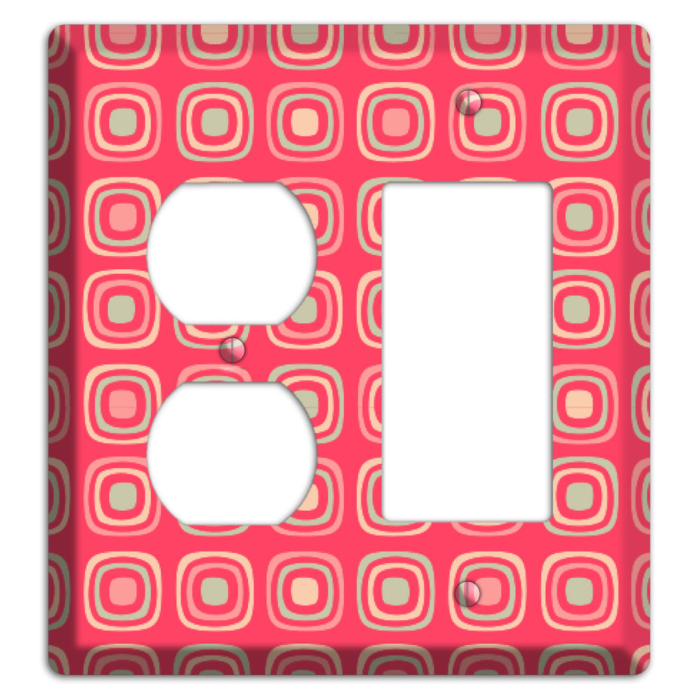Multo Pink Retro Squares Duplex / Rocker Wallplate