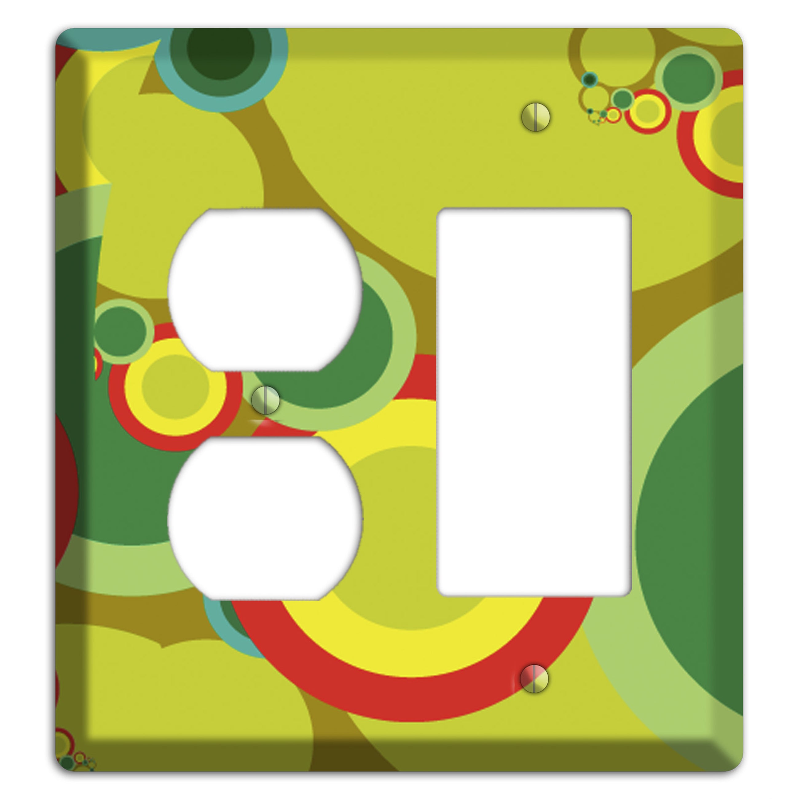 Green and Yellow Abstract Circles Duplex / Rocker Wallplate